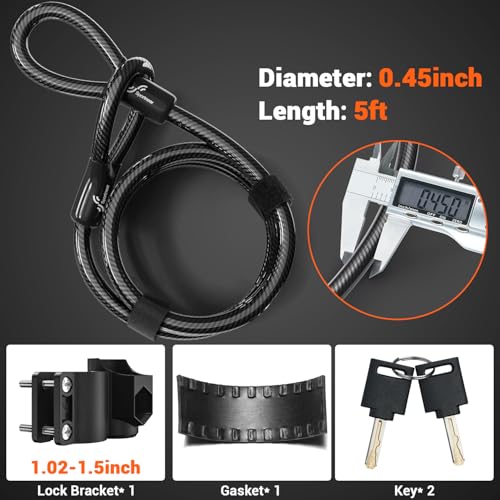 Sportneer Heavy-Duty 17mm Bike U-Lock with 5ft Steel Cable