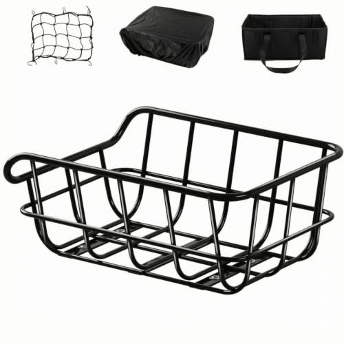 Gralara High-Carbon Steel Rear Bike Basket with Waterproof Cover