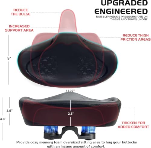 Oversized Noseless Padded Bike Saddle for Men and Women