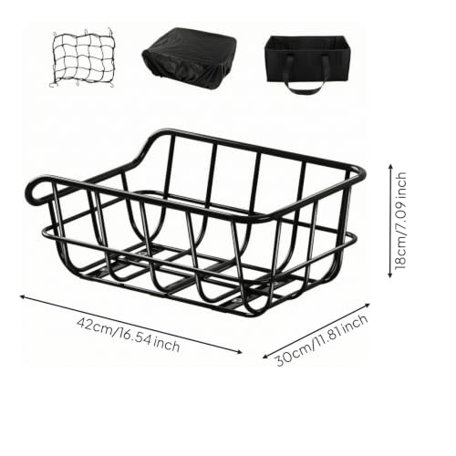 Gralara High-Carbon Steel Rear Bike Basket with Waterproof Cover