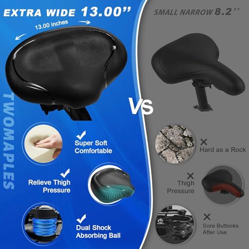 Oversized Noseless Padded Bike Saddle for Men and Women