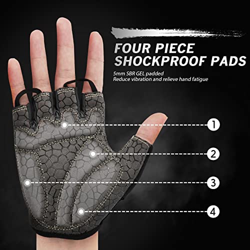 HTZPLOO Lightweight Half-Finger Padded Cycling Gloves
