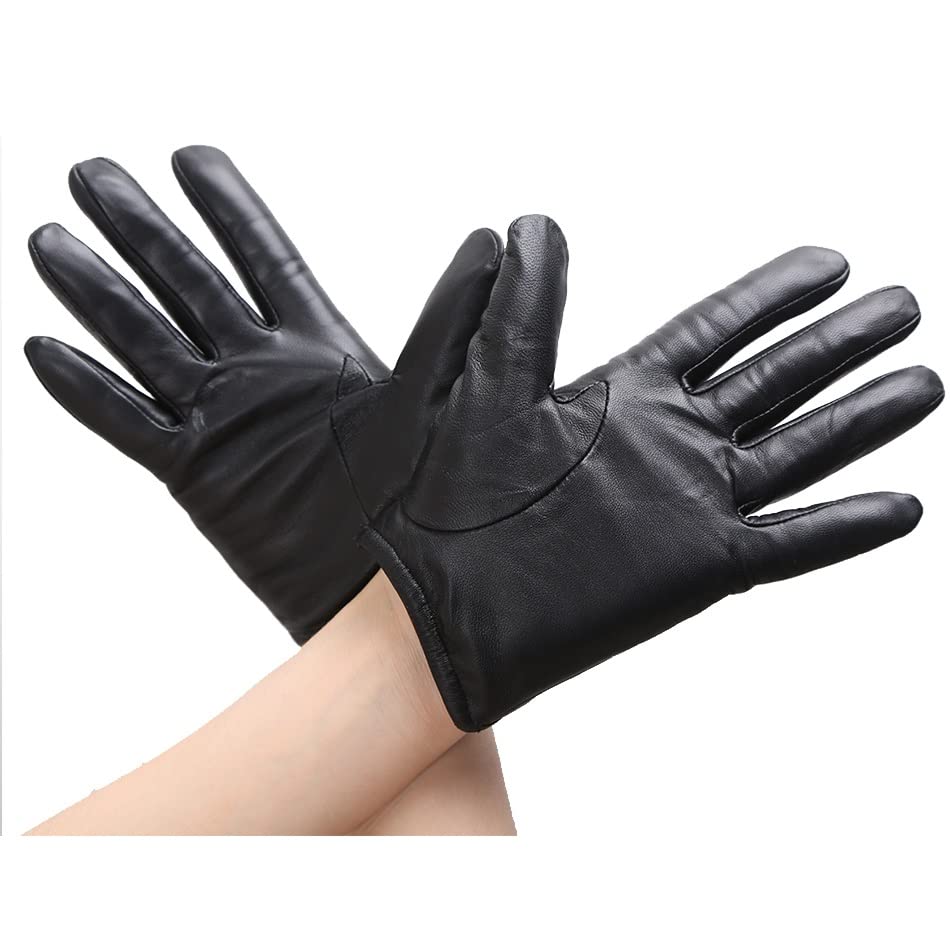QOPCBCGN Women's Thin Leather Winter Motorcycle Riding Gloves