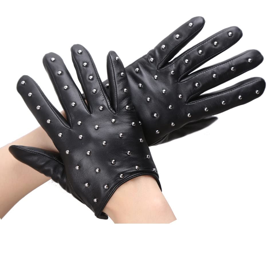 QOPCBCGN Women's Thin Leather Winter Motorcycle Riding Gloves