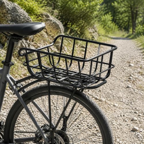 Gralara High-Carbon Steel Rear Bike Basket with Waterproof Cover