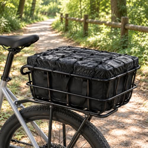 Gralara High-Carbon Steel Rear Bike Basket with Waterproof Cover