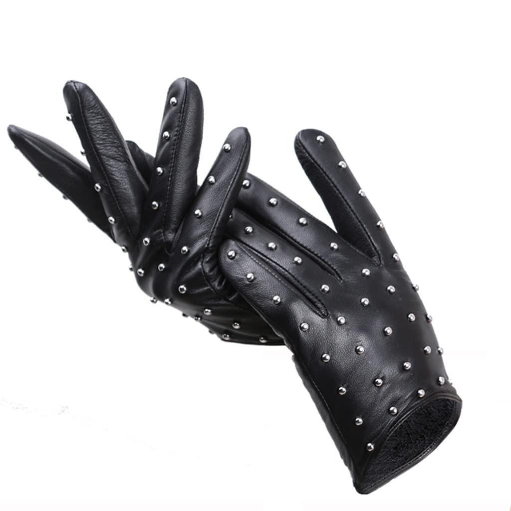 QOPCBCGN Women's Thin Leather Winter Motorcycle Riding Gloves