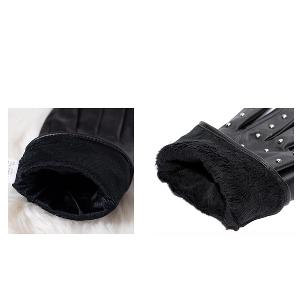 QOPCBCGN Women's Thin Leather Winter Motorcycle Riding Gloves