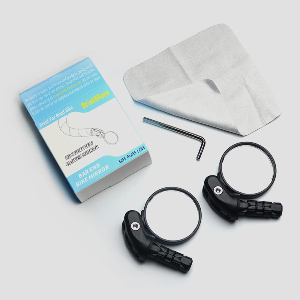 BriskMore HD Convex Glass Handlebar End Bike Rearview Mirror