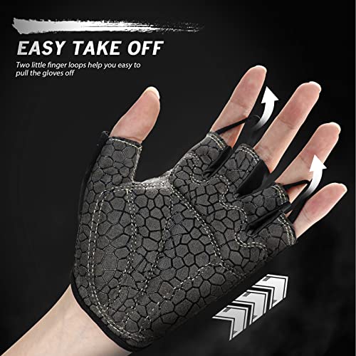 HTZPLOO Lightweight Half-Finger Padded Cycling Gloves