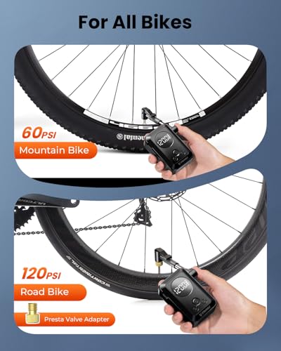 ETENWOLF S0 Mini Electric Bike Pump with Pressure Gauge