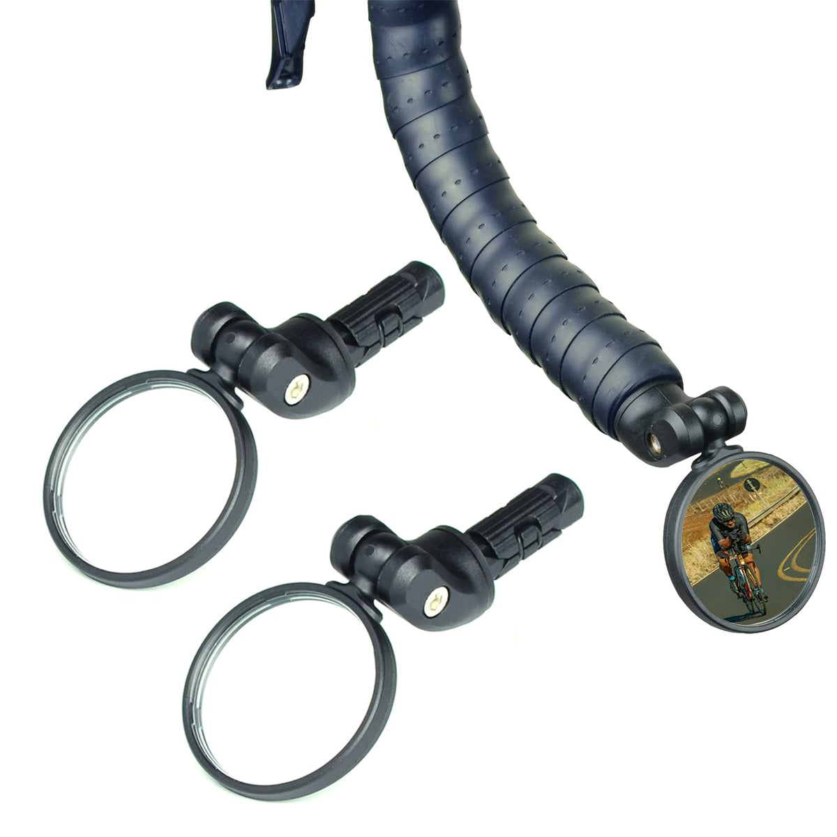 BriskMore HD Convex Glass Handlebar End Bike Rearview Mirror