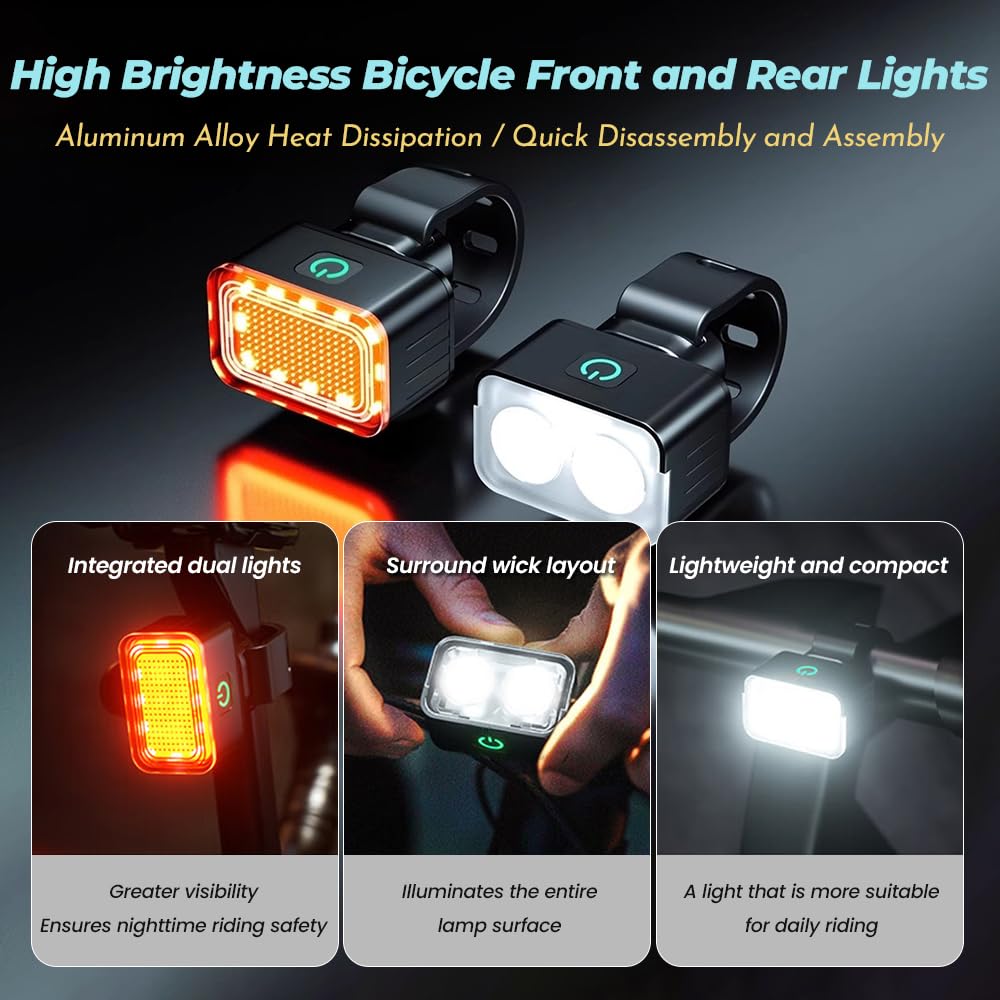 KJTYSDM USB Rechargeable Bike Light Set for Trek Emonda SLR 9