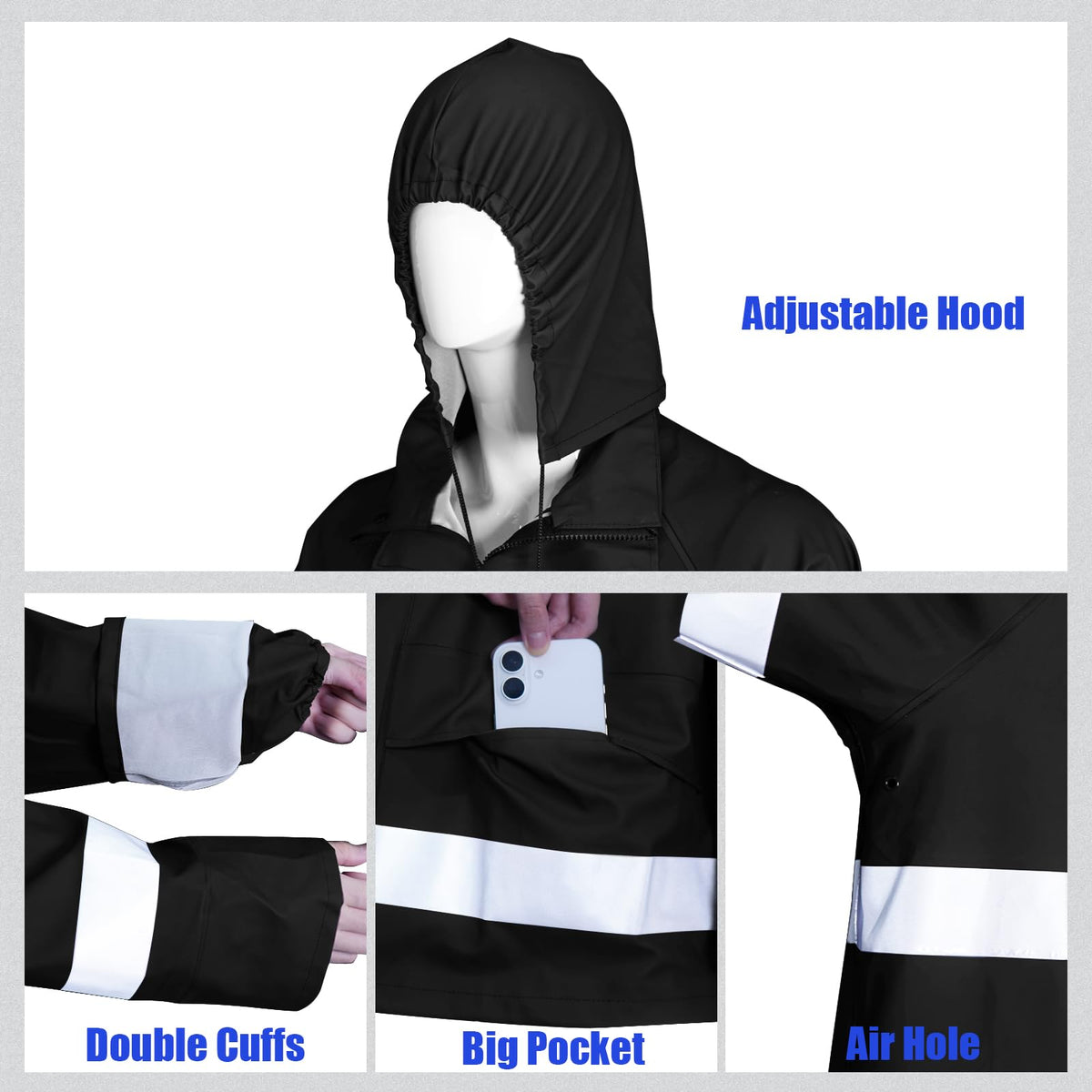 Niruoxn Waterproof Reflective Rain Suit with Bib Pants