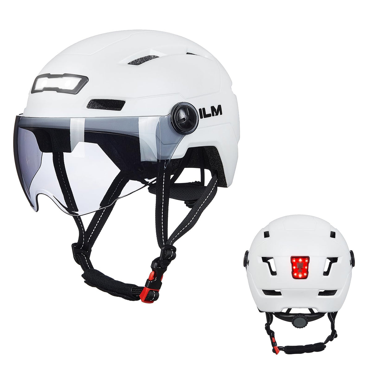ILM E3-10L Adult Bike Helmet with Front and Rear LED Lights