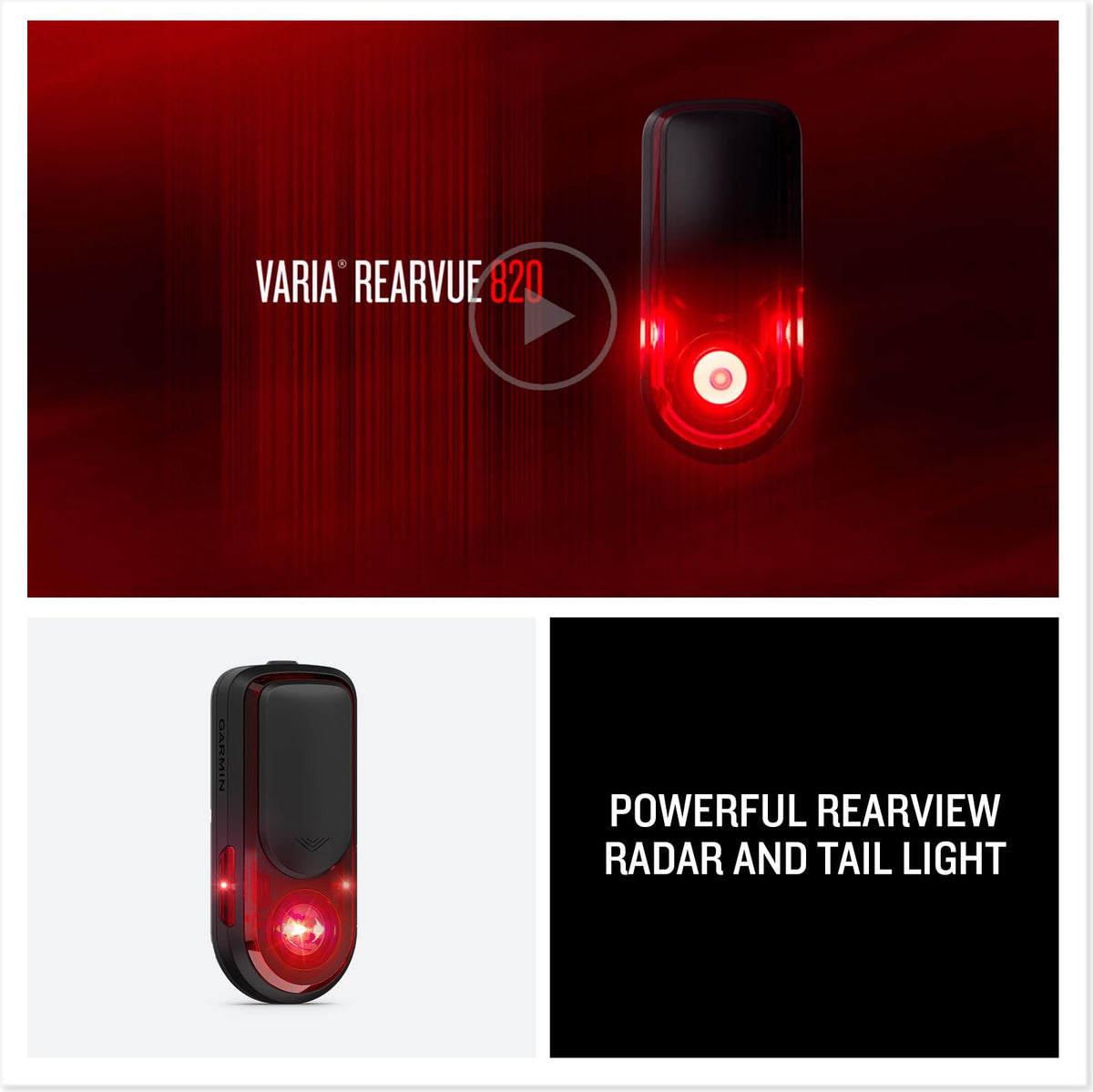 Garmin Varia RearVue 820 Cycling Rearview Radar and Tail Light