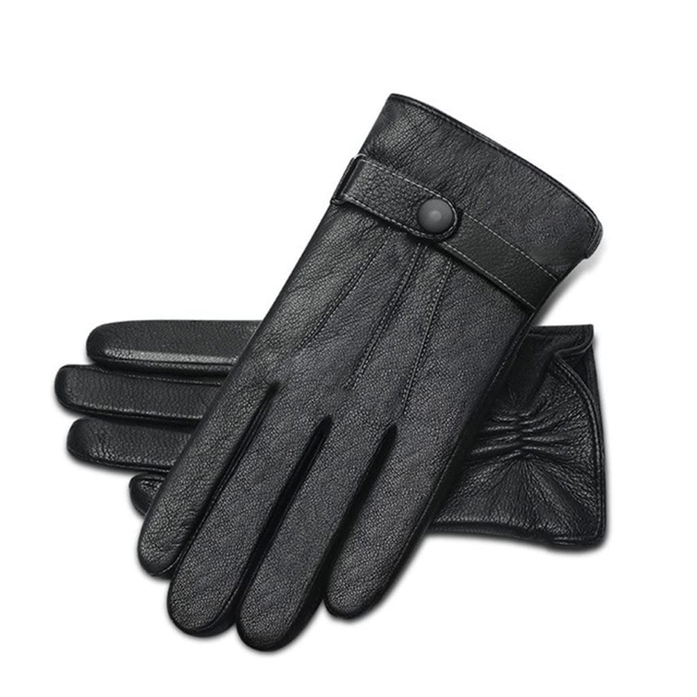 DUYHBAWRS Men's Warm Touchscreen Leather Cycling Gloves