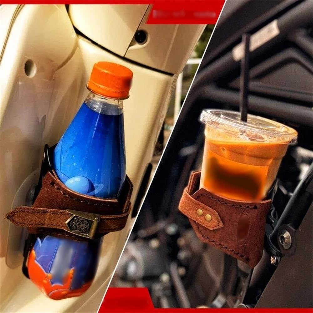 QUNMDYM Universal Retro Leather Bicycle Water Bottle Holder