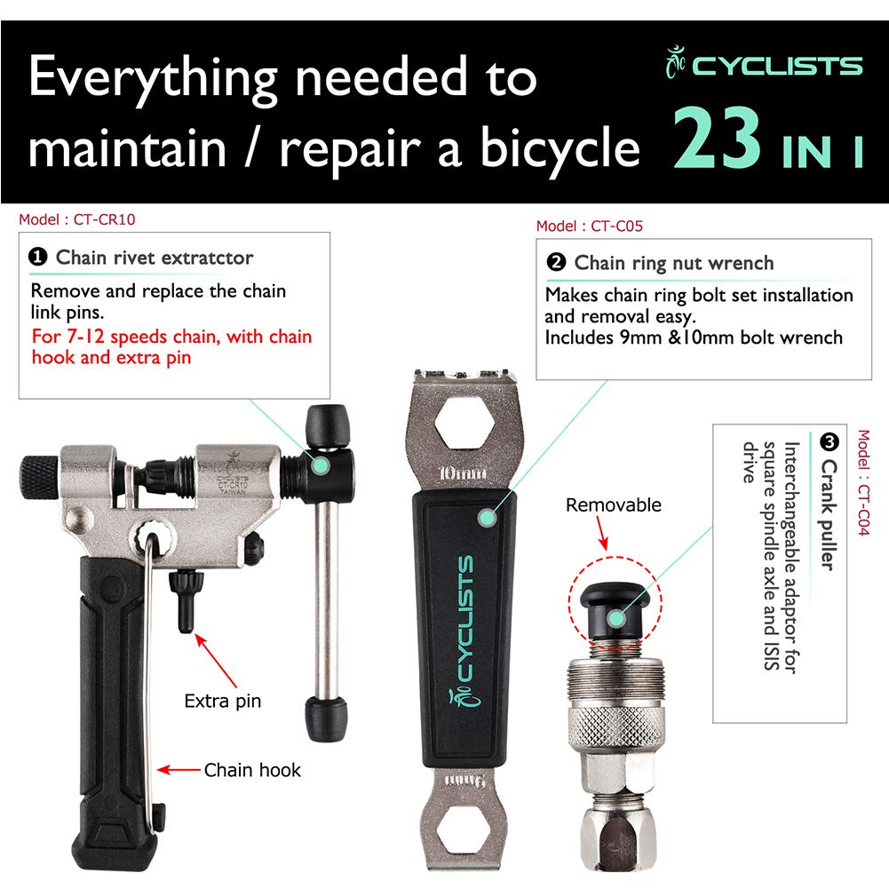 23-Piece Bicycle Repair and Maintenance Tool Kit with Case