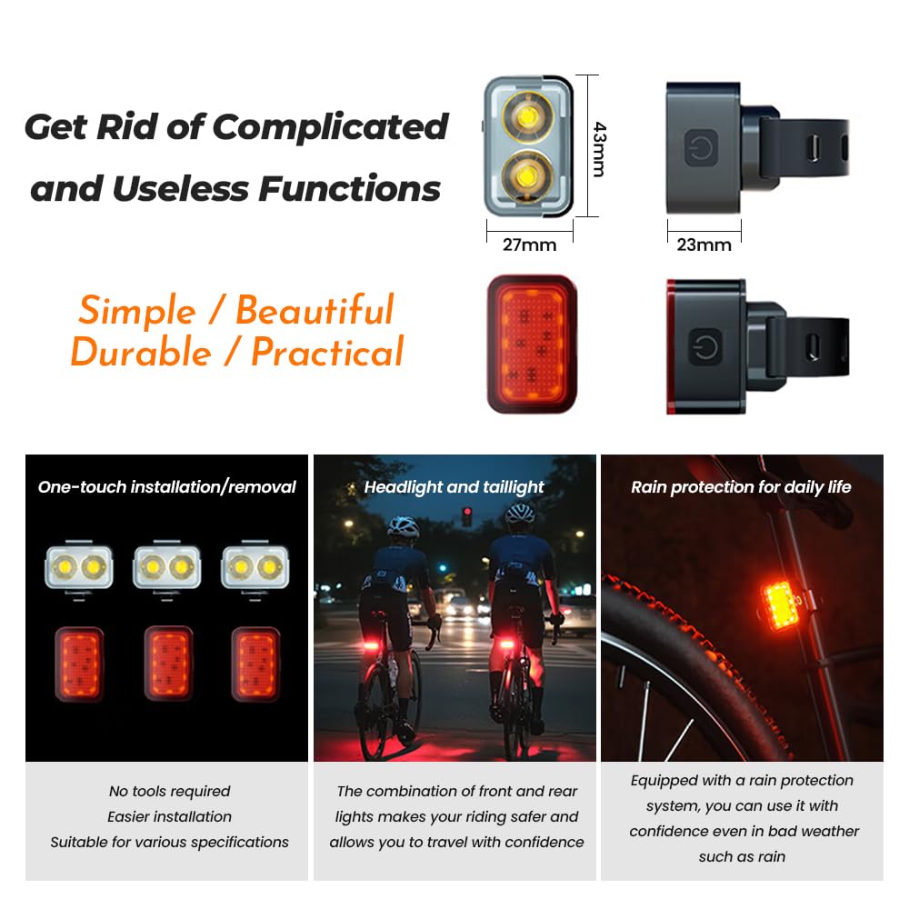 KJTYSDM USB Rechargeable Bike Light Set for Trek Emonda SLR 9