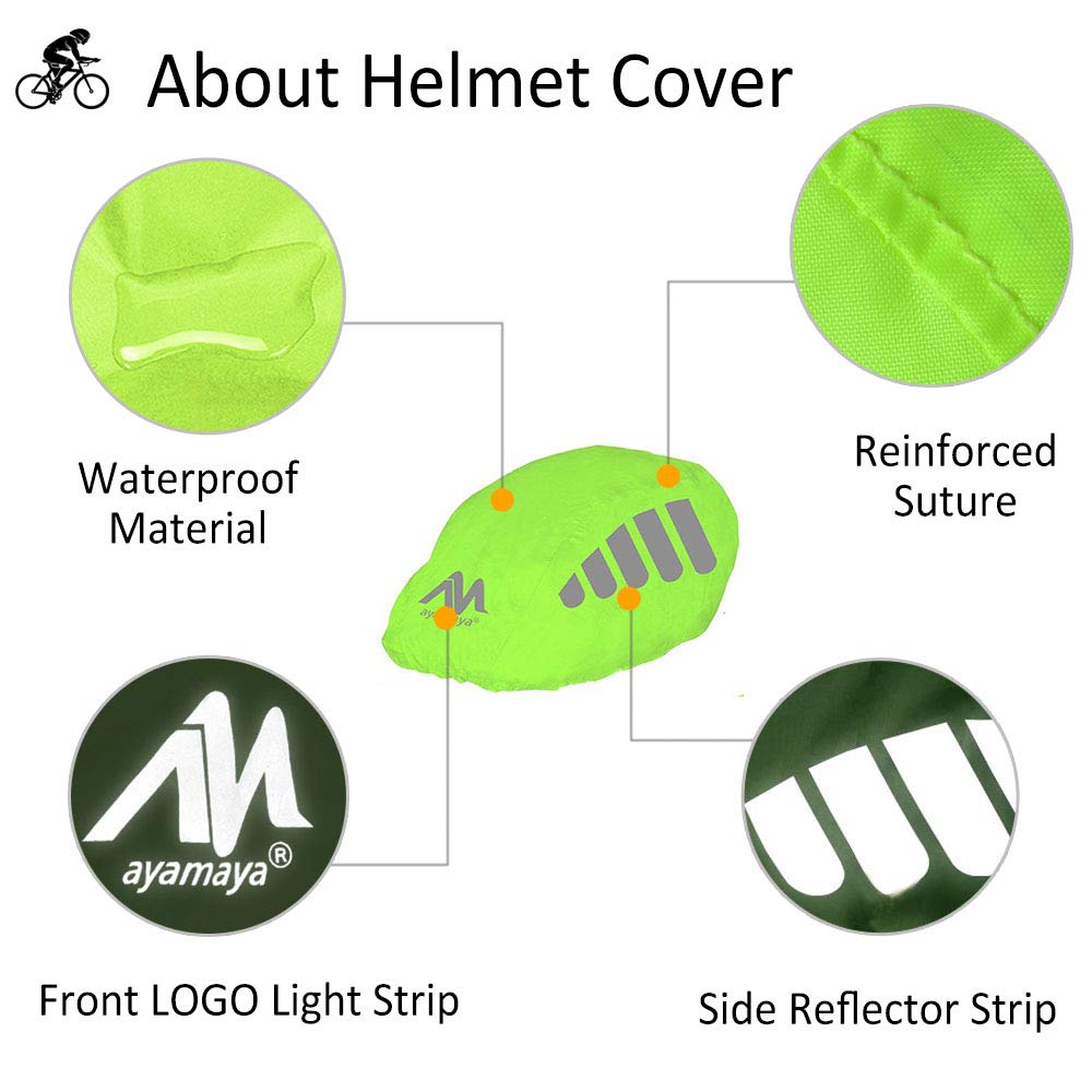 AYAMAYA Waterproof Bike Helmet Rain Cover with Reflective Strip