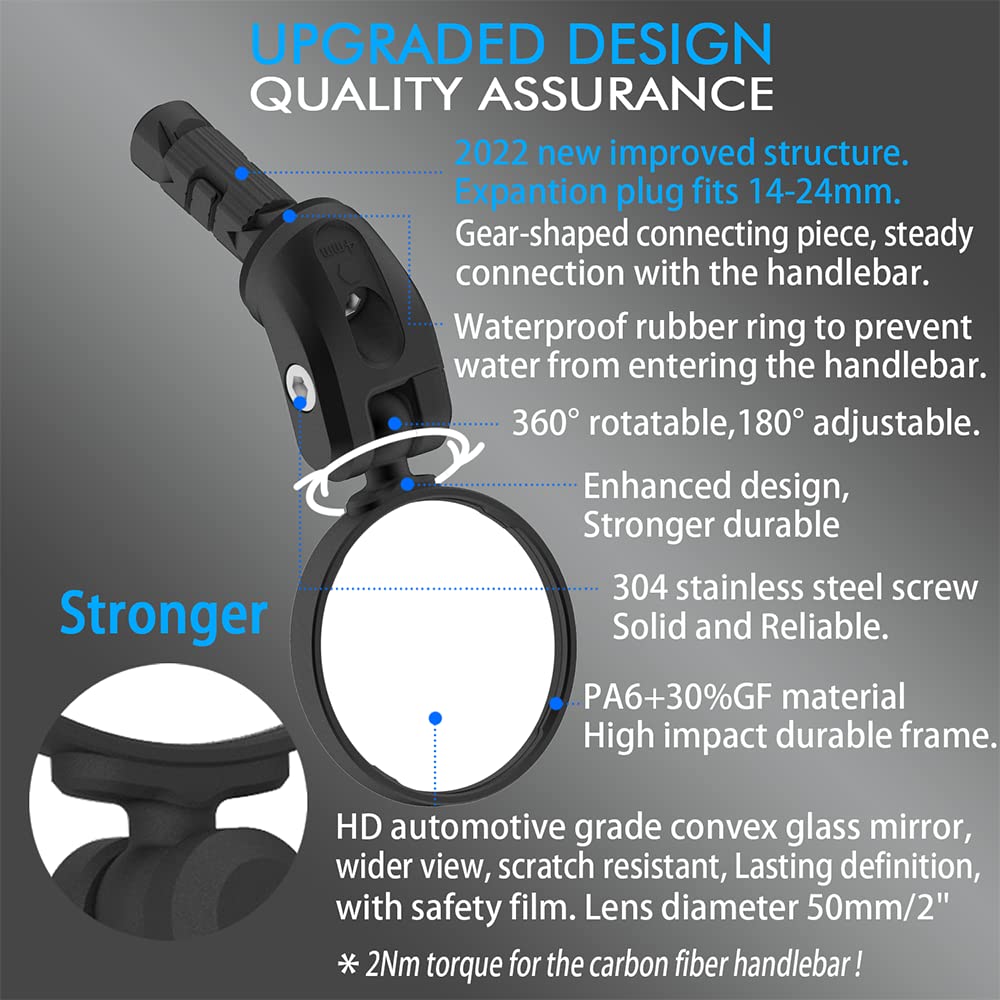 BriskMore HD Convex Glass Handlebar End Bike Rearview Mirror