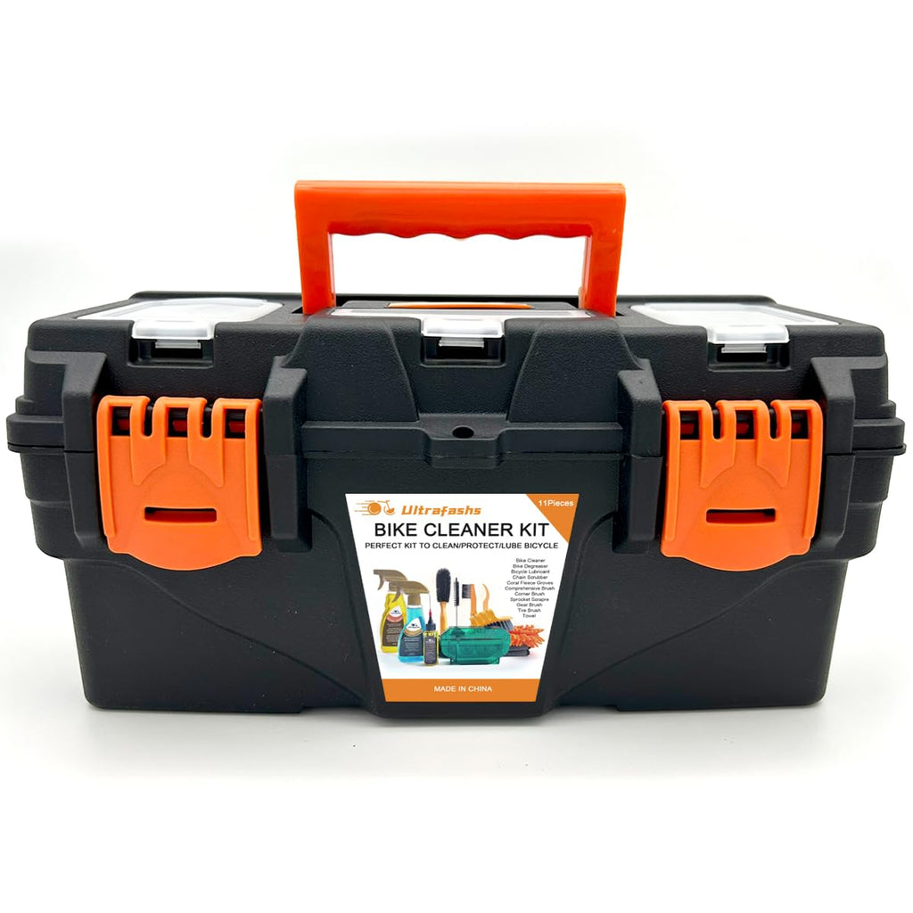 13-Piece Bike Cleaning Kit with Degreaser, Lube & Chain Scrubber