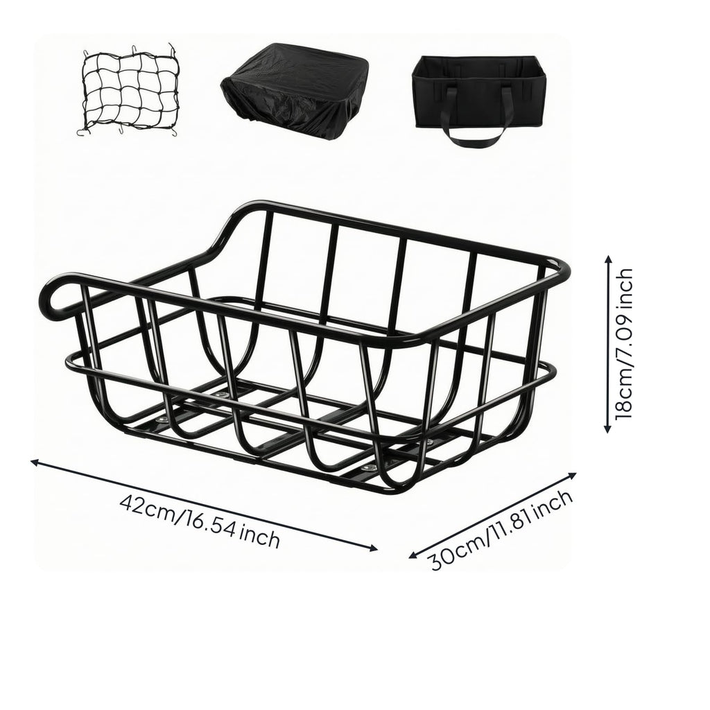 petsola High-Carbon Steel Rear Bike Basket with Waterproof Cover