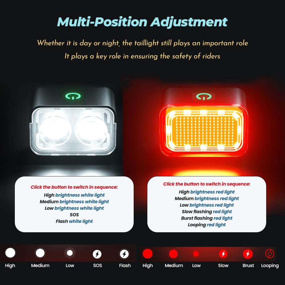 KJTYSDM USB Rechargeable Bike Light Set for Trek Emonda SLR 9
