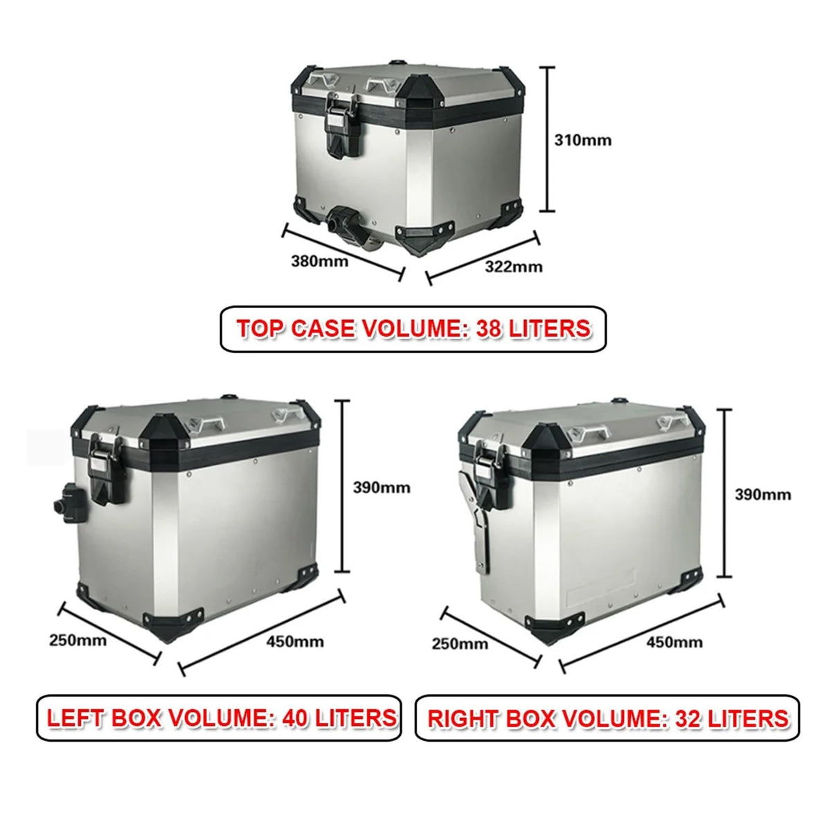 Kioxiuin Aluminum Motorcycle Rear Trunk Storage Top Case