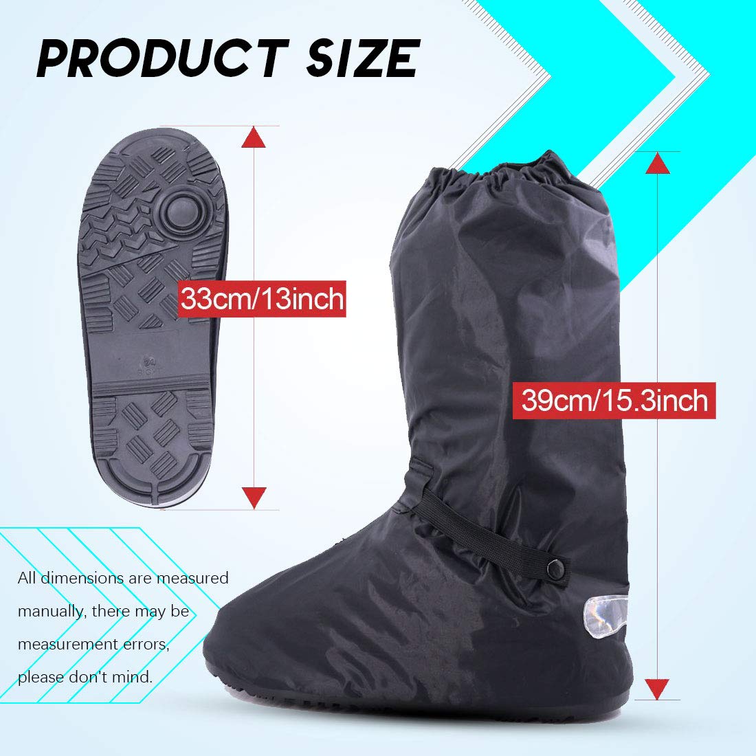 Hilitchi Waterproof Motorcycle Rain Boot Covers with Zipper