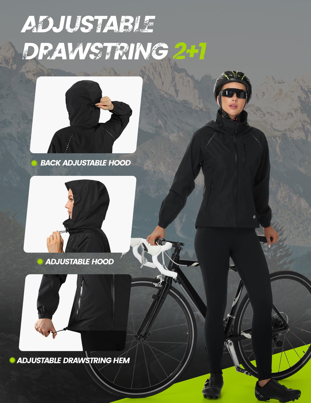 Nepest Women's Hooded Cycling Rain Jacket with UPF 50+