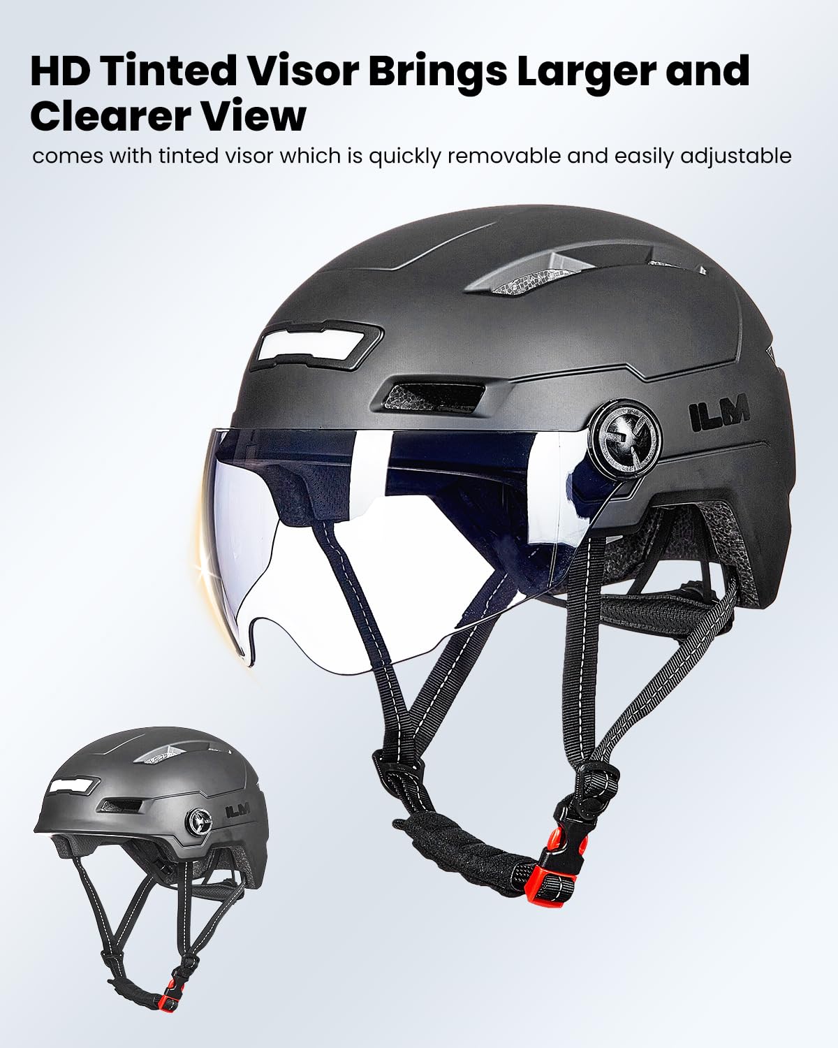 ILM E3-10L Adult Bike Helmet with Front and Rear LED Lights