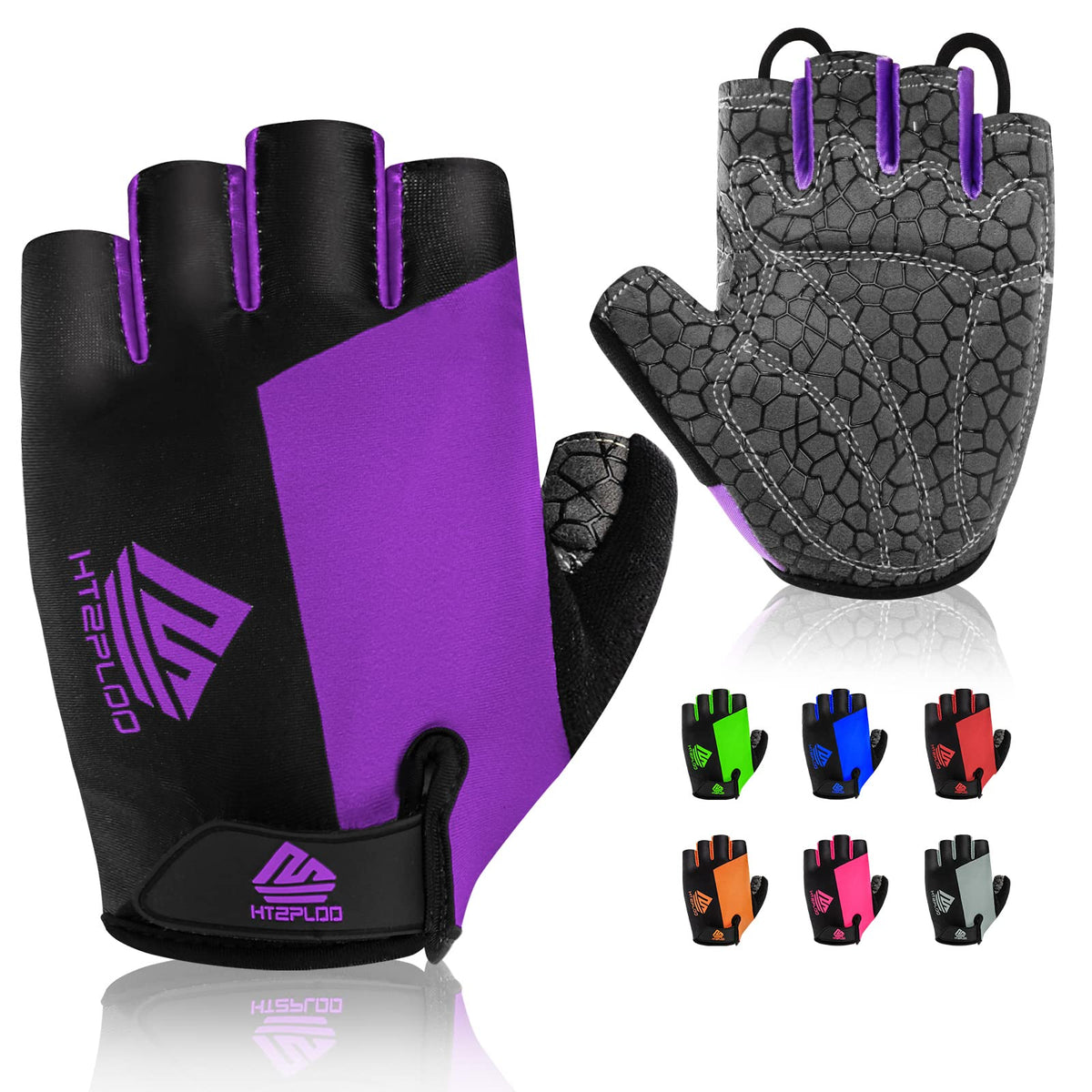 HTZPLOO Lightweight Half-Finger Padded Cycling Gloves