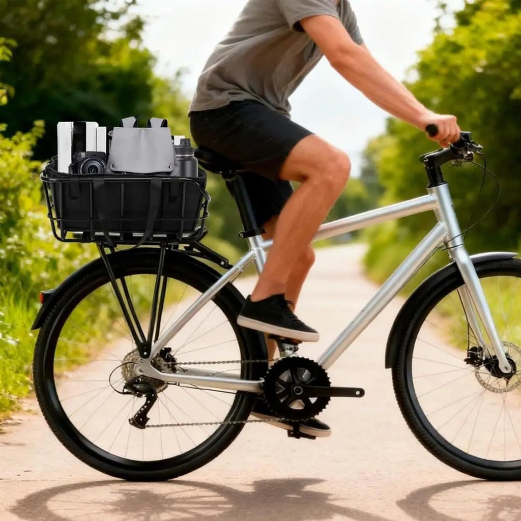 petsola High-Carbon Steel Rear Bike Basket with Waterproof Cover