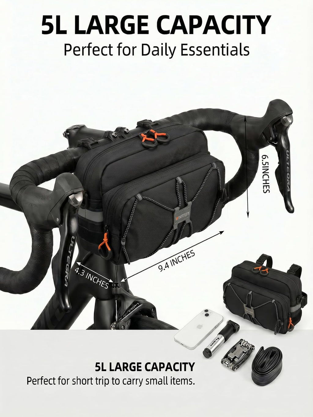 WINPRIM Bicycle Handlebar Storage Bag for Daily Cycling