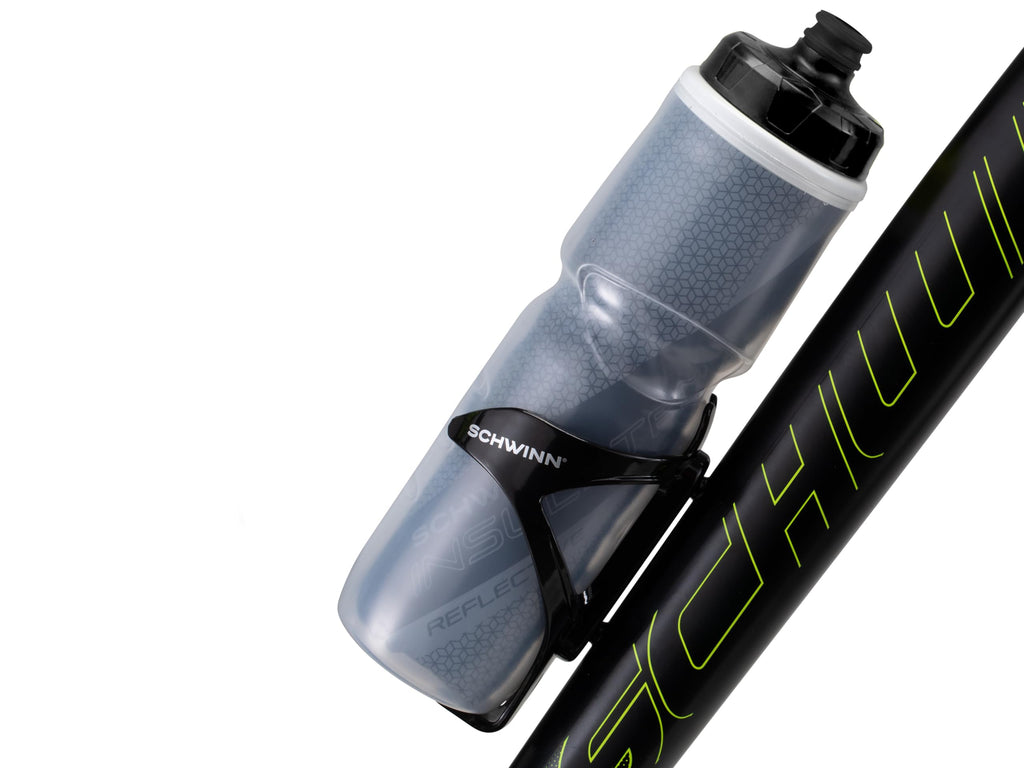 Schwinn 26 oz Insulated Reflective Bike Water Bottle & Cage