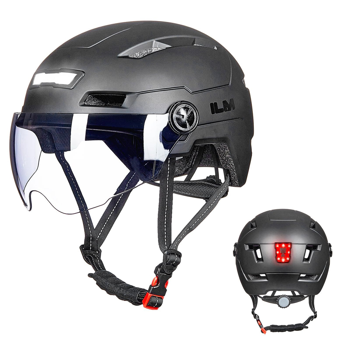 ILM E3-10L Adult Bike Helmet with Front and Rear LED Lights