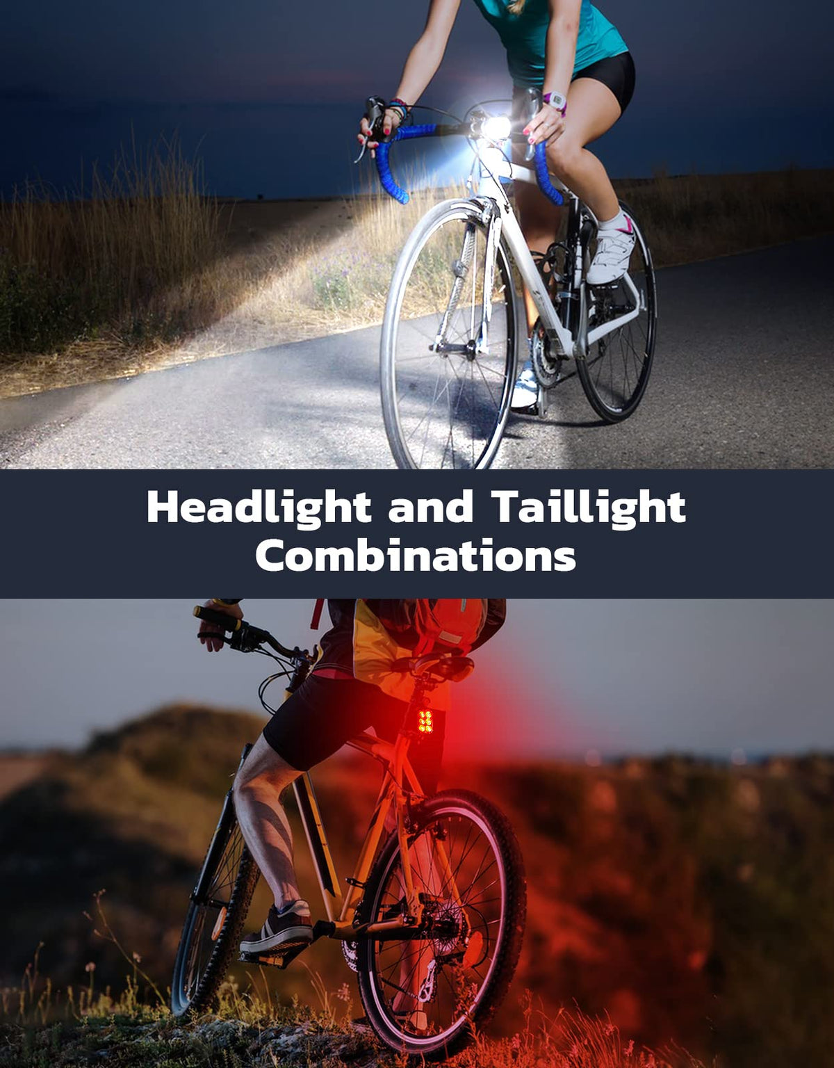 Zewdov USB Rechargeable Front and Rear Bike Light Set