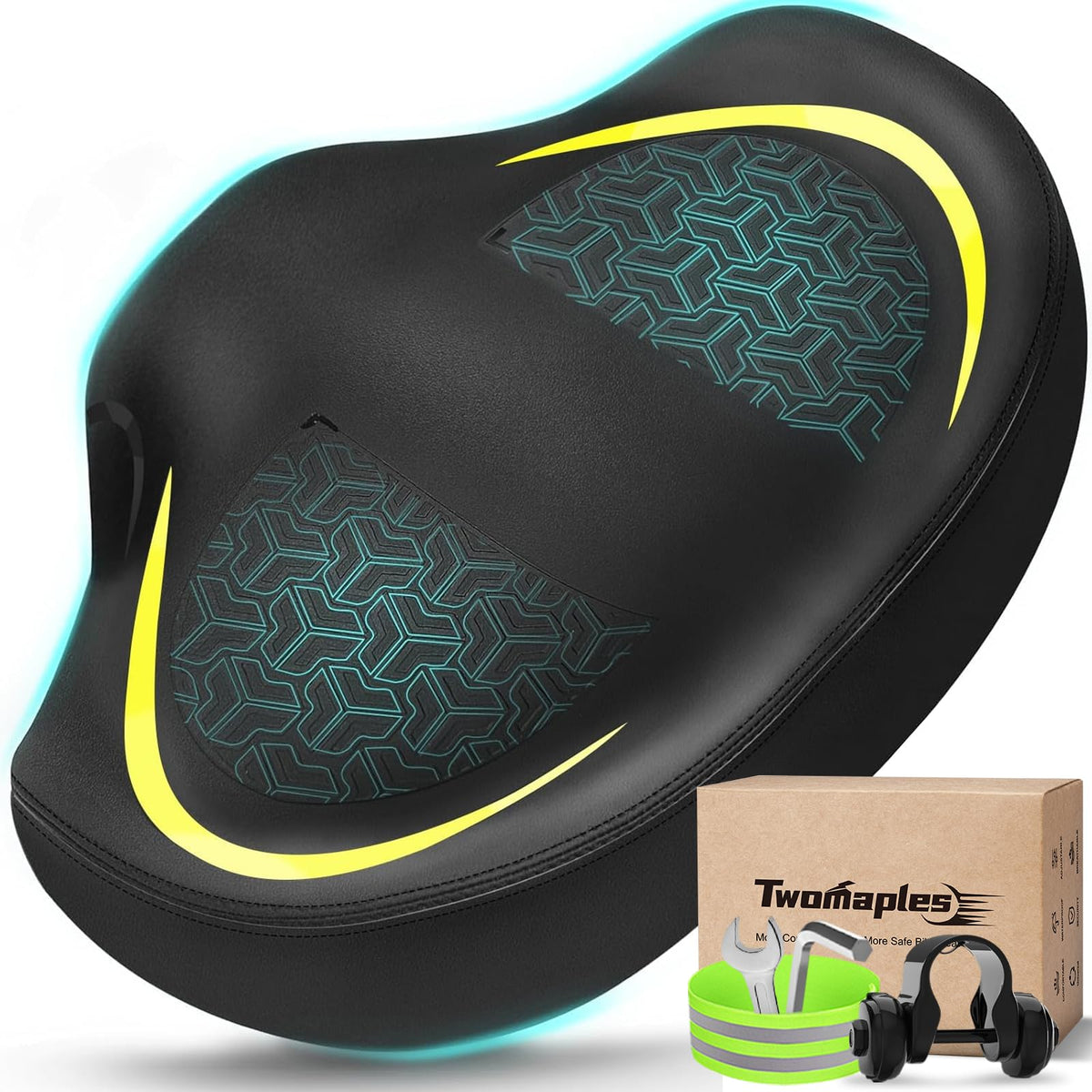 Oversized Noseless Padded Bike Saddle for Men and Women