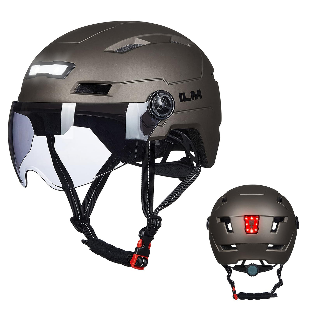 ILM E3-10L Adult Bike Helmet with Front and Rear LED Lights