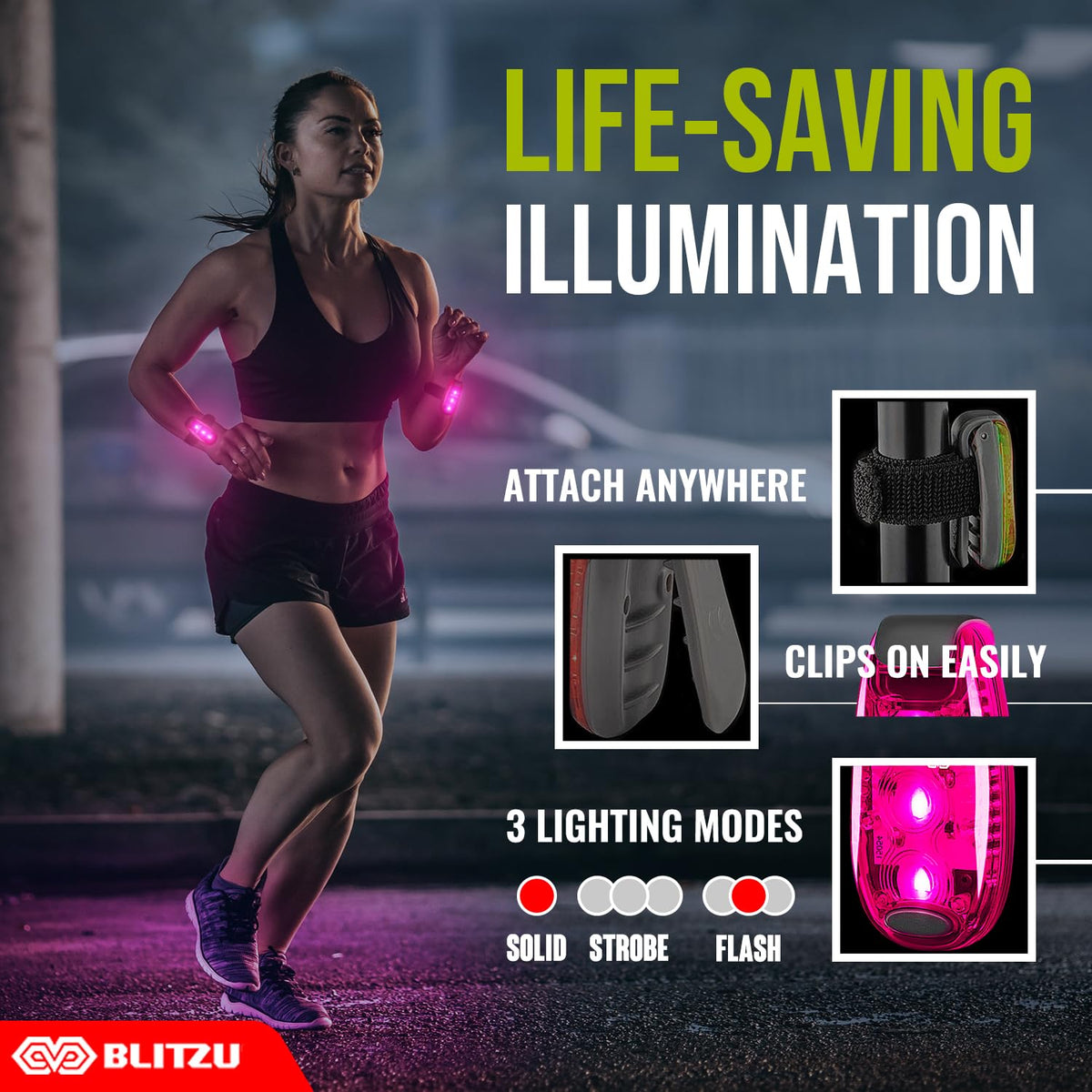 4-Pack Clip-On LED Safety Strobe Lights for High Visibility