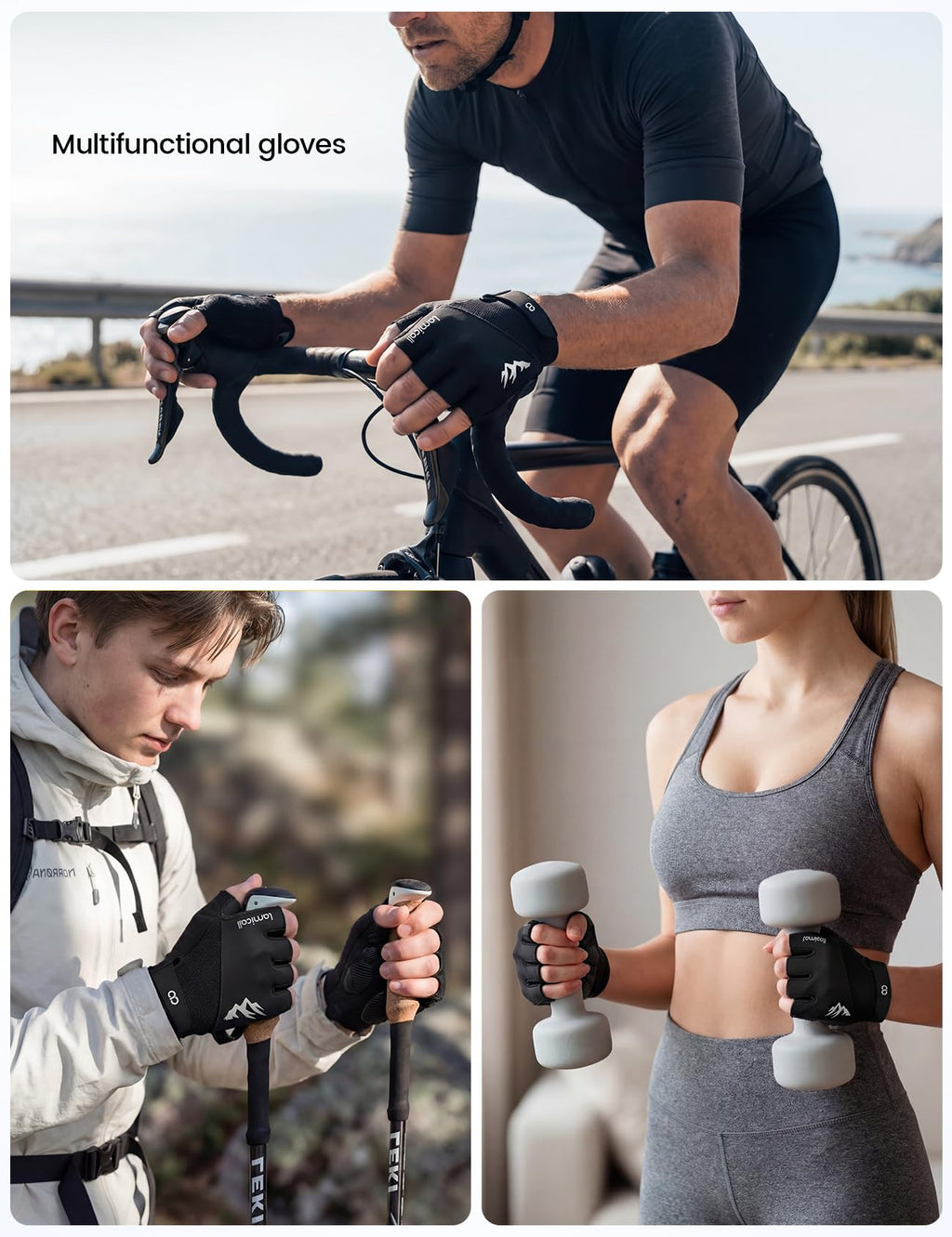 Lamicall Breathable Anti-Slip Padded Cycling Gloves for Men & Women