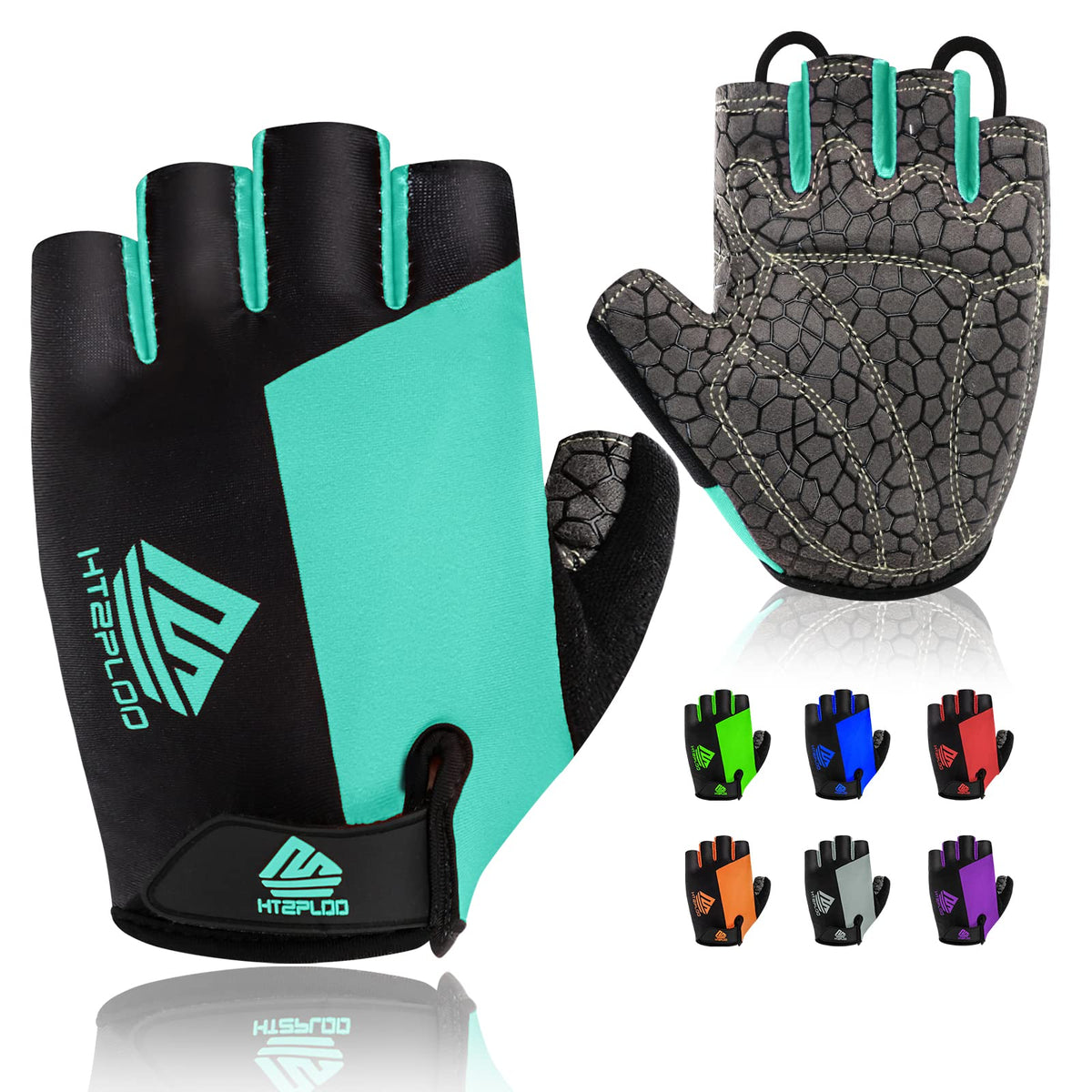 HTZPLOO Lightweight Half-Finger Padded Cycling Gloves
