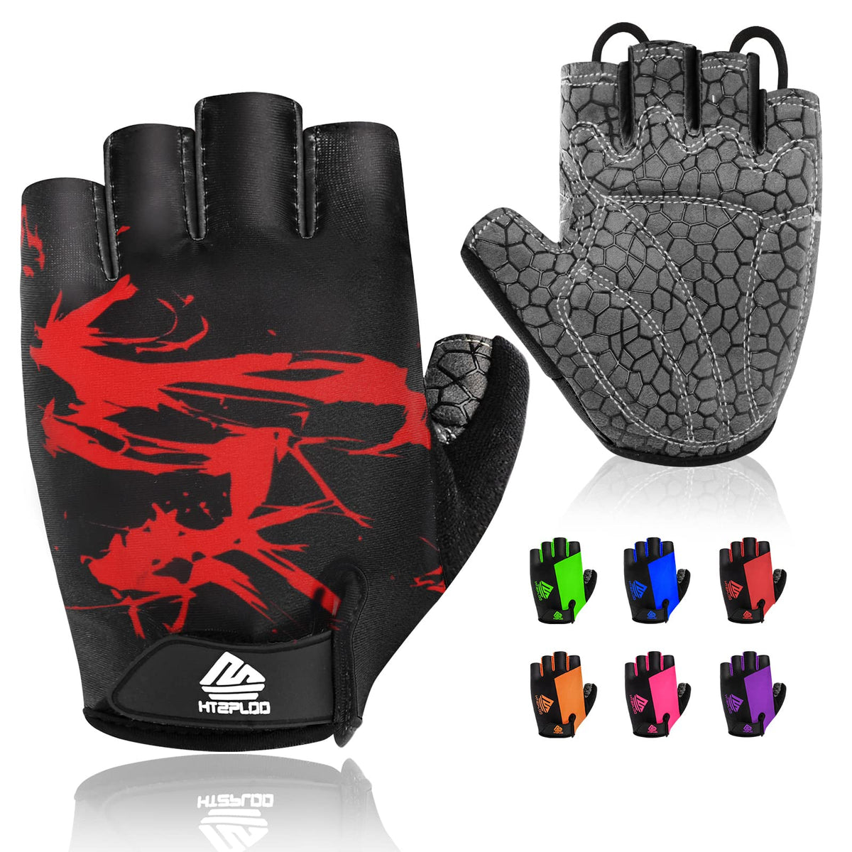 HTZPLOO Lightweight Half-Finger Padded Cycling Gloves