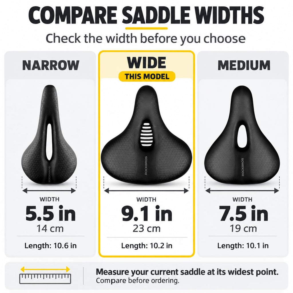 ROCKBROS Memory Foam Comfort Bike Saddle for Road and MTB