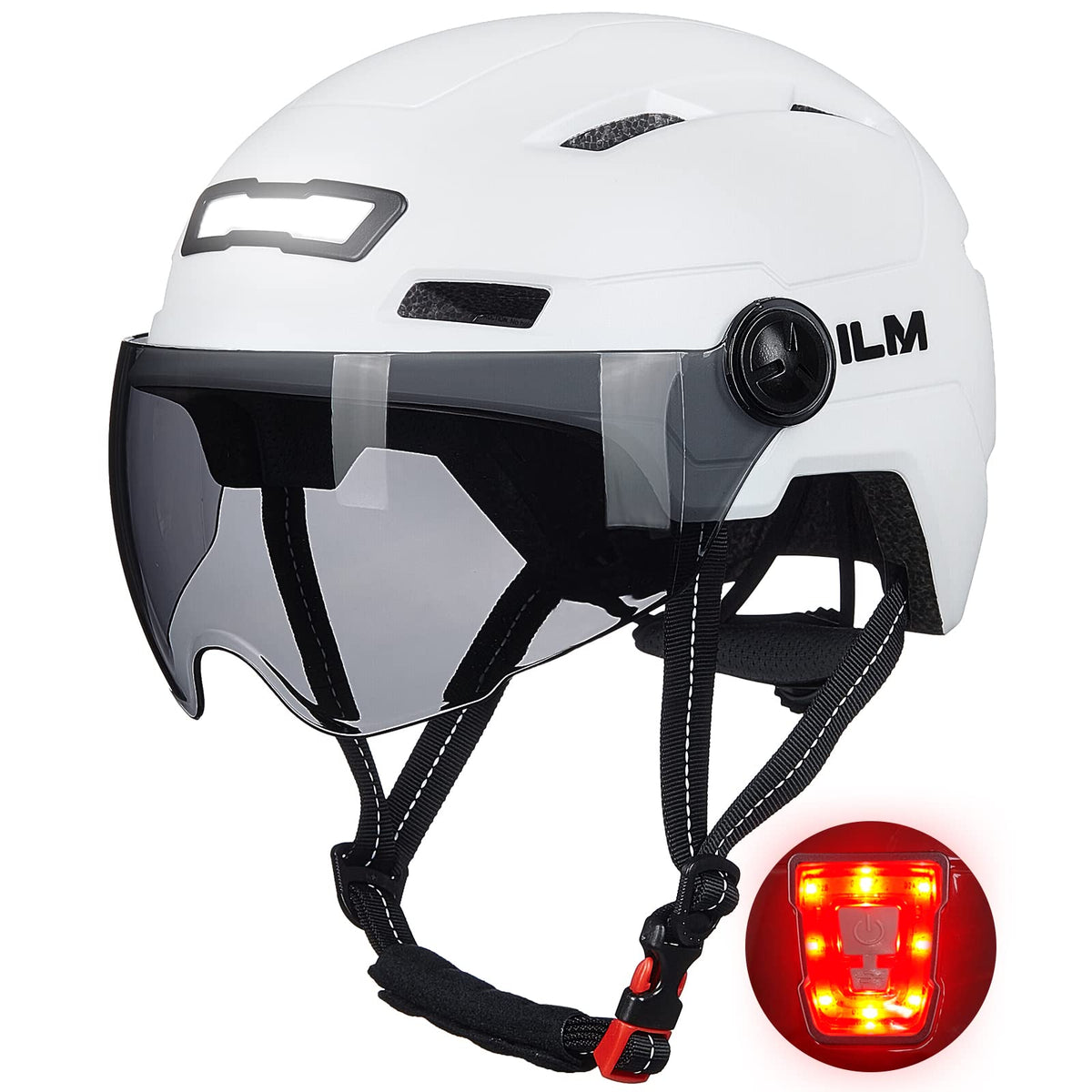 ILM E3-10L Adult Bike Helmet with Front and Rear LED Lights