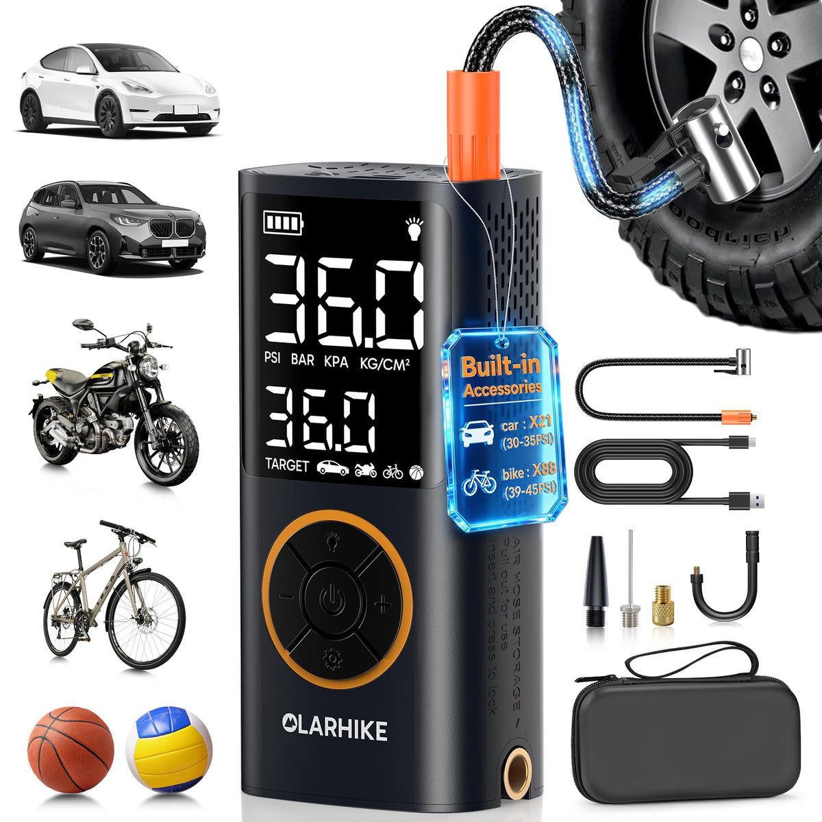 OlarHike Portable Cordless Electric Bike Tire Inflator