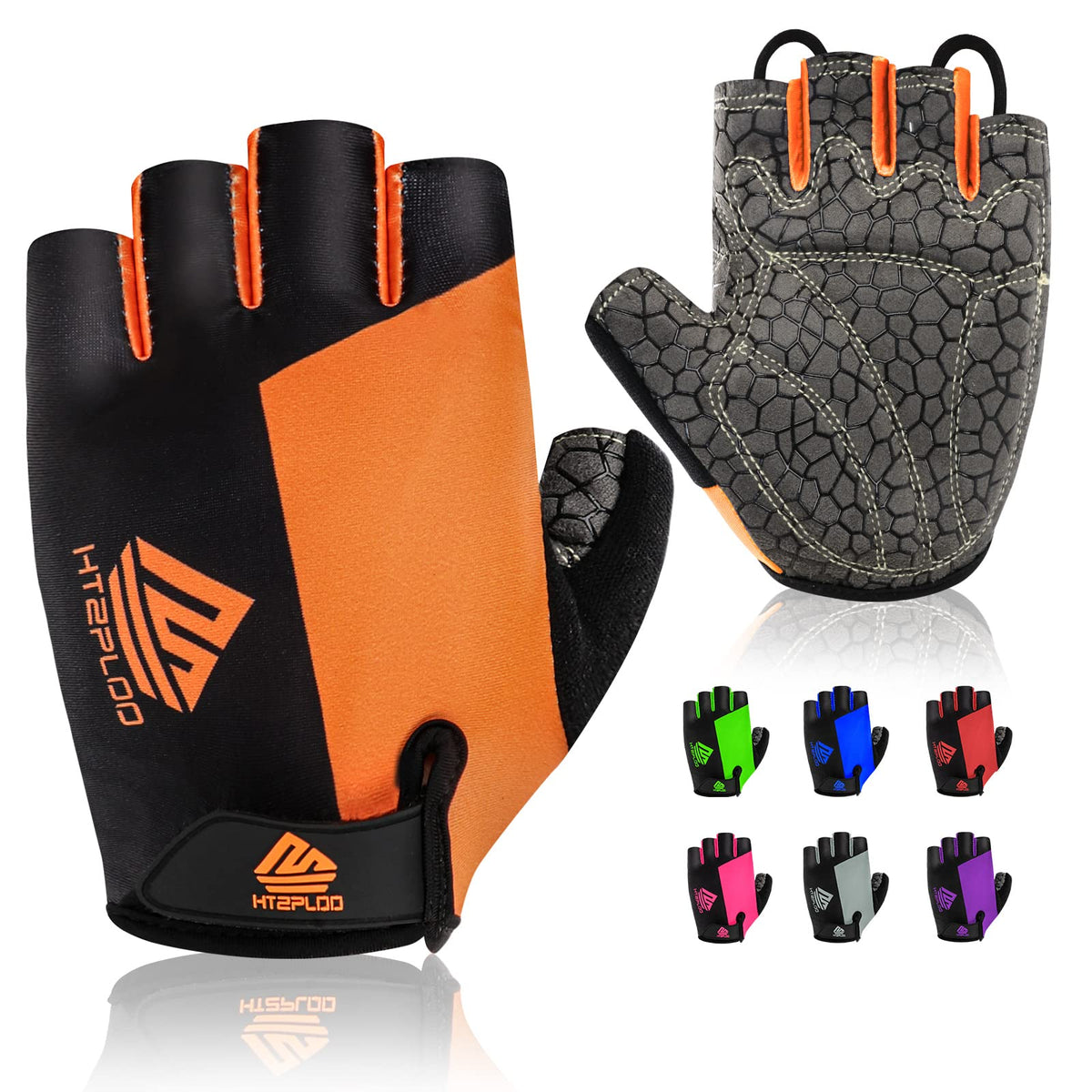 HTZPLOO Lightweight Half-Finger Padded Cycling Gloves