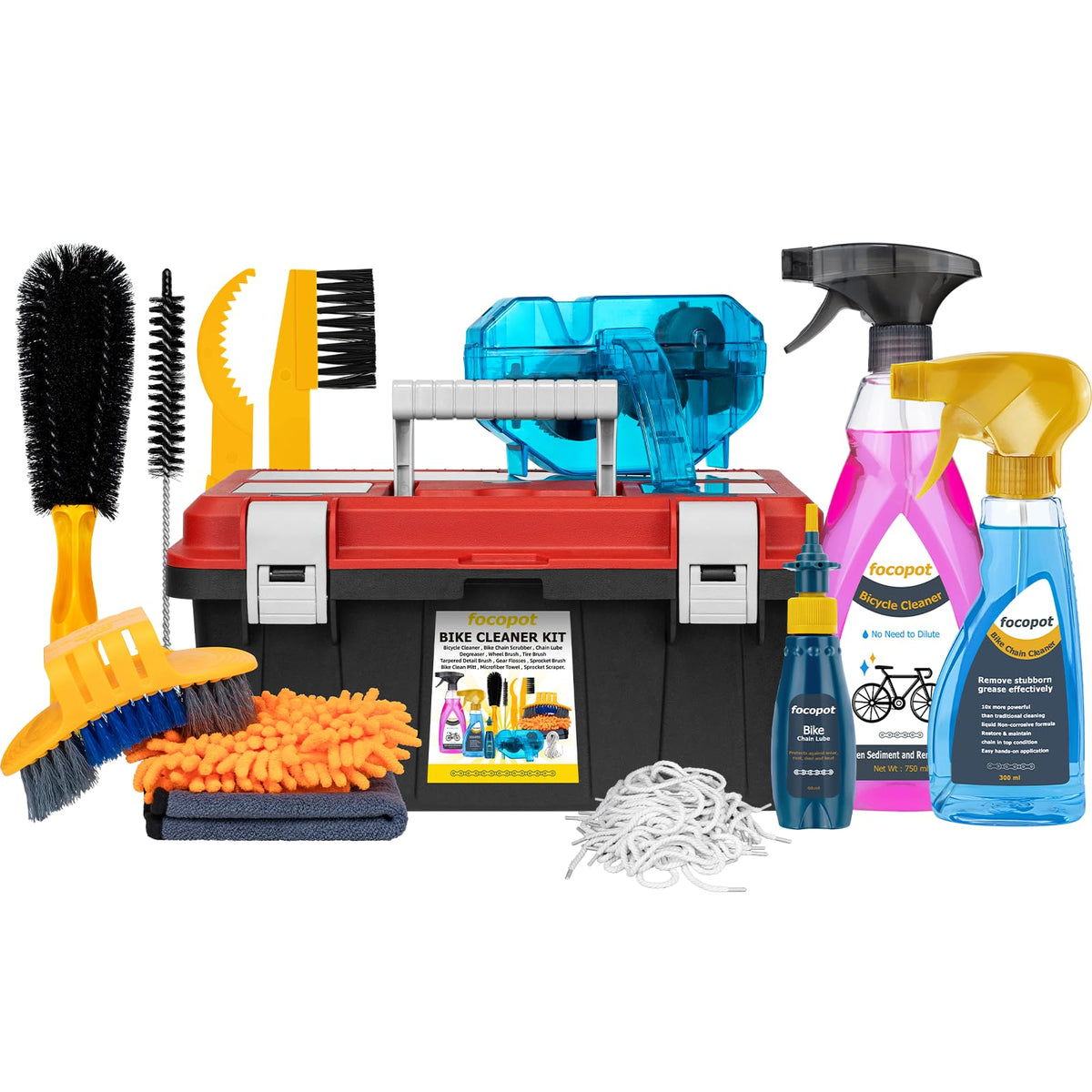 focopot Bike Chain Cleaning Kit with Degreaser and Lubricant